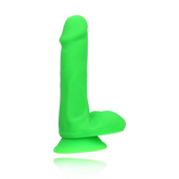 6" SILICONE DUAL DENSITY COCK W/ BALLS - GREEN